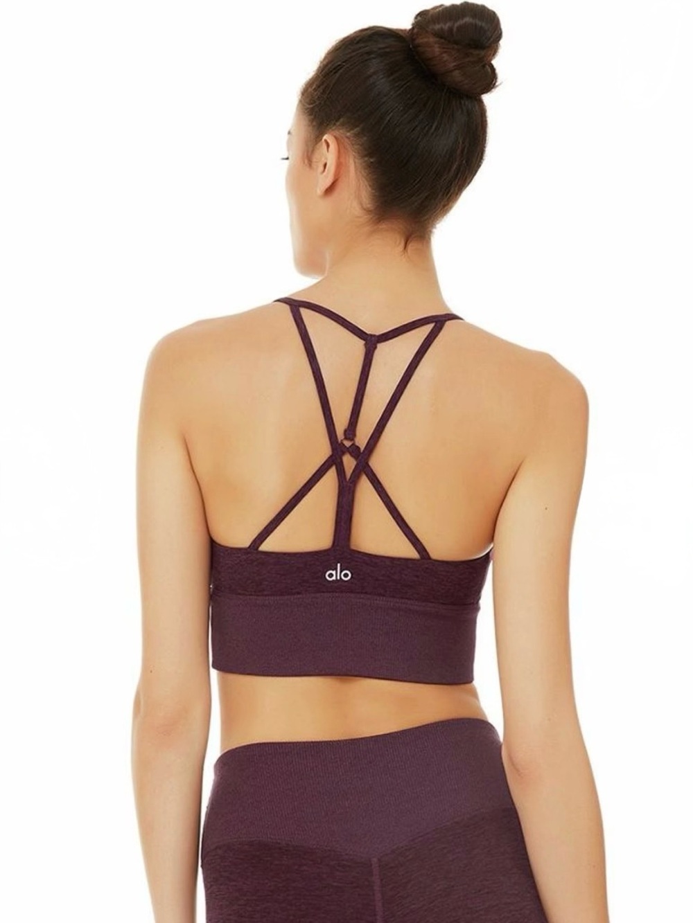 ALO Yoga Plum Strappy Ribbed Sports Bra
